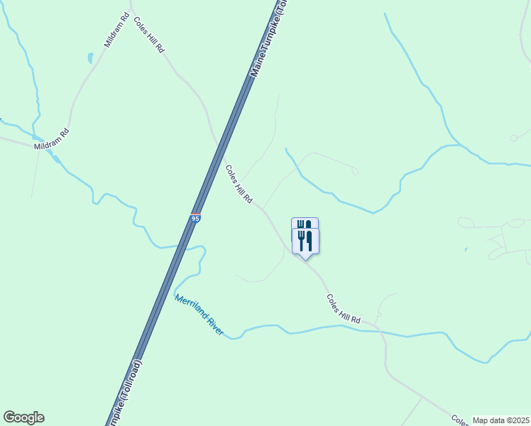 map of restaurants, bars, coffee shops, grocery stores, and more near Coles Hill Road in Wells