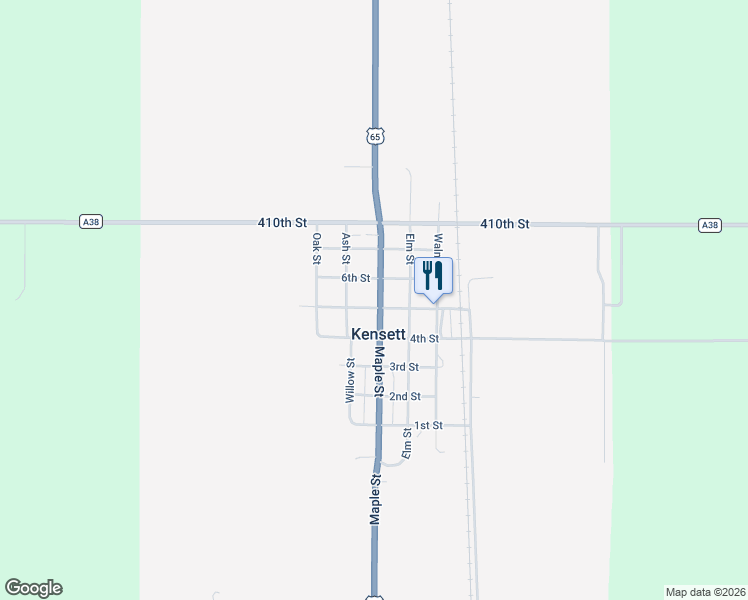 map of restaurants, bars, coffee shops, grocery stores, and more near 400 5th Street in Kensett