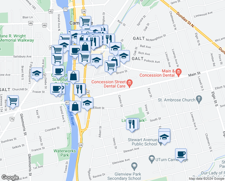 map of restaurants, bars, coffee shops, grocery stores, and more near 33 McKenzie Street in Cambridge