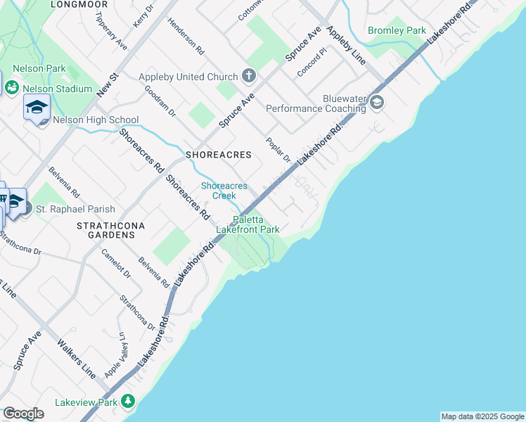 map of restaurants, bars, coffee shops, grocery stores, and more near 179 Secord Lane in Burlington