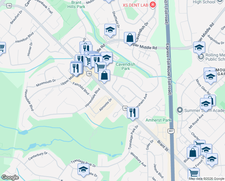 map of restaurants, bars, coffee shops, grocery stores, and more near in Burlington