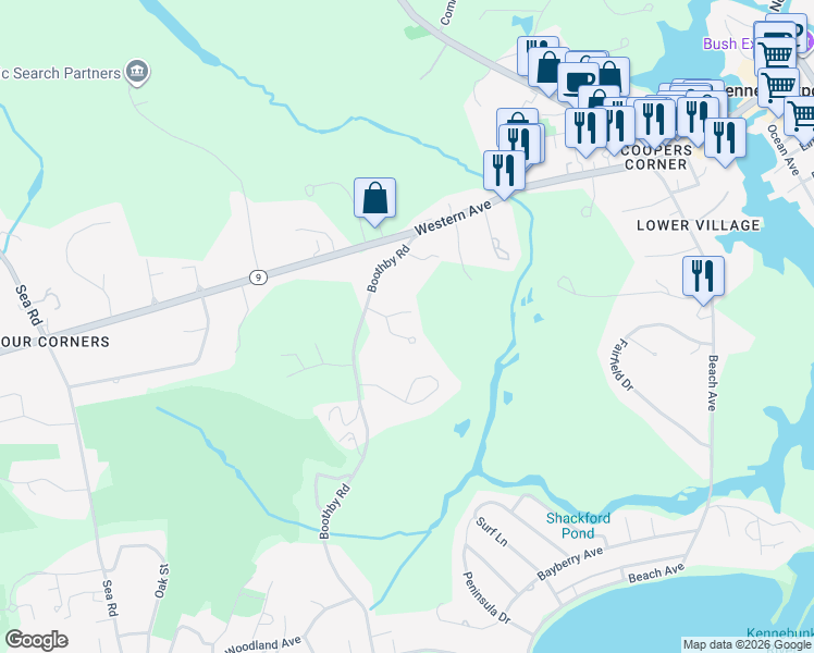 map of restaurants, bars, coffee shops, grocery stores, and more near 8 Governors Way in Kennebunk