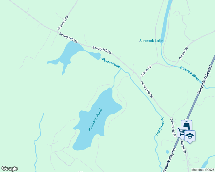 map of restaurants, bars, coffee shops, grocery stores, and more near 6 West Huntress Pond Road in Barnstead