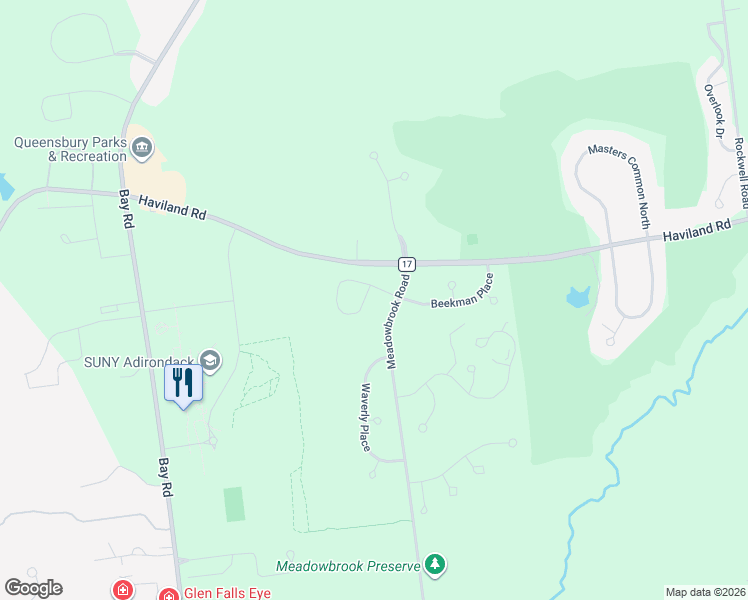 map of restaurants, bars, coffee shops, grocery stores, and more near 10 Meldon Circle in Queensbury