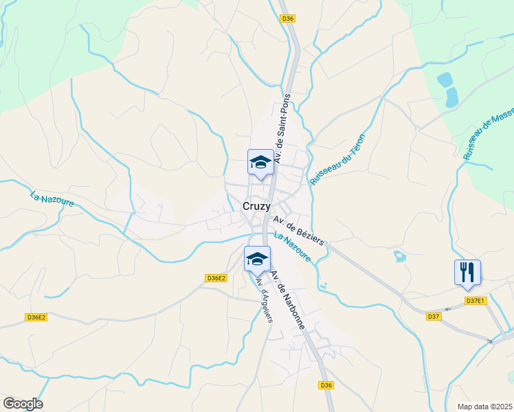 map of restaurants, bars, coffee shops, grocery stores, and more near in Cruzy