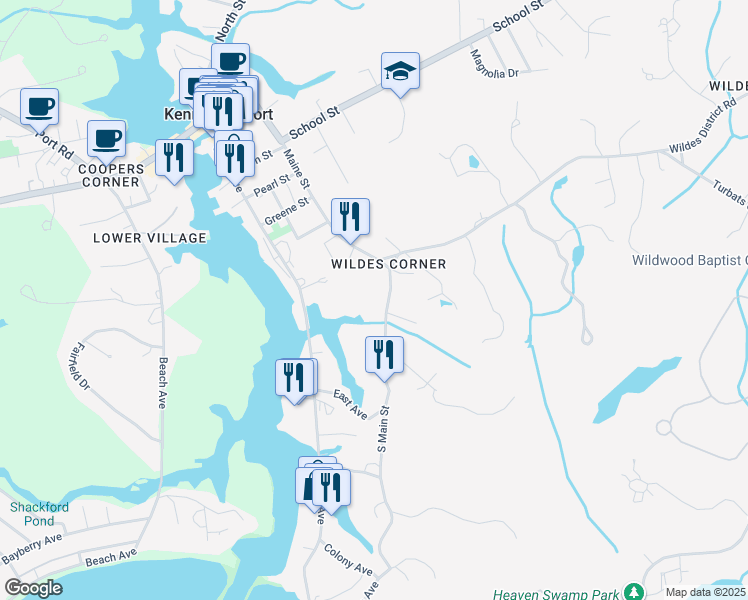 map of restaurants, bars, coffee shops, grocery stores, and more near 3 Maine Street in Kennebunkport