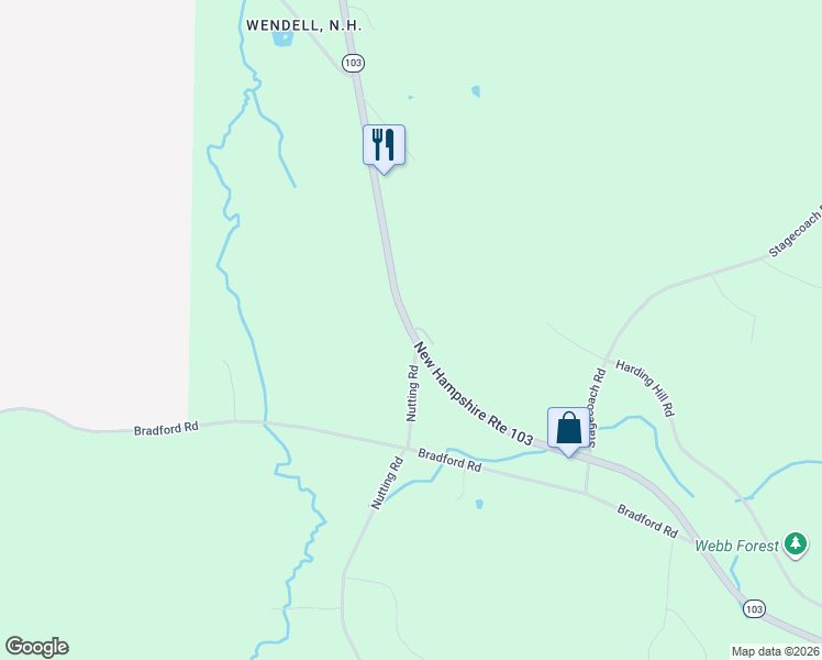 map of restaurants, bars, coffee shops, grocery stores, and more near 18 Glenwood Drive in Sunapee