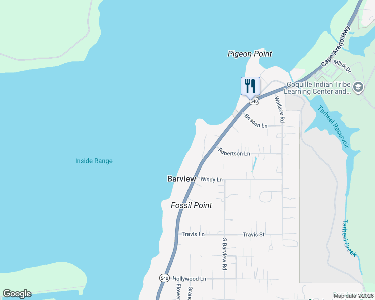 map of restaurants, bars, coffee shops, grocery stores, and more near 3101 Cape Arago Highway in Coos Bay