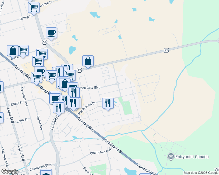 map of restaurants, bars, coffee shops, grocery stores, and more near 110 Green Gate Boulevard in Cambridge