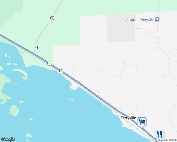 map of restaurants, bars, coffee shops, grocery stores, and more near 62357 Big Buck Point in Ferryville