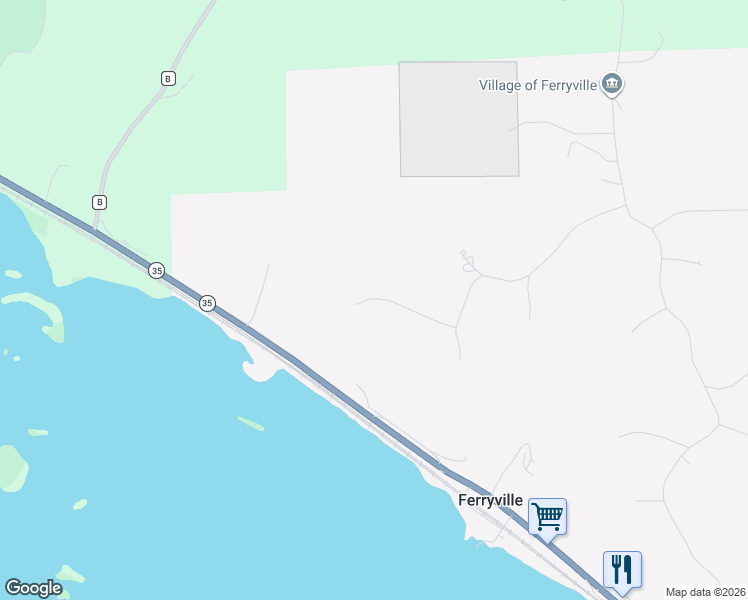 map of restaurants, bars, coffee shops, grocery stores, and more near 62357 Big Buck Point in Ferryville