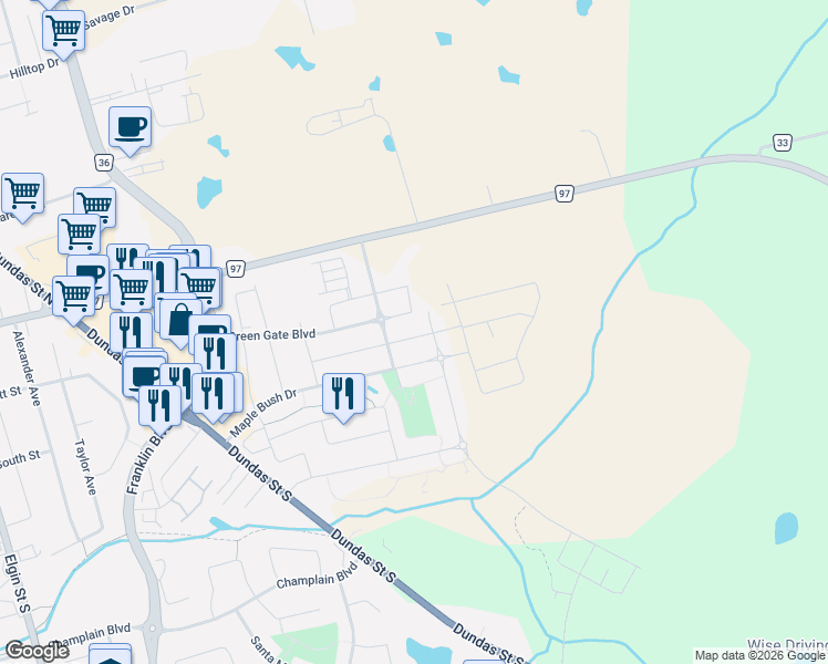 map of restaurants, bars, coffee shops, grocery stores, and more near 111 Honey Street in Cambridge