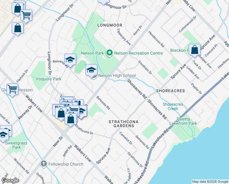 map of restaurants, bars, coffee shops, grocery stores, and more near 4236 Dunvegan Road in Burlington