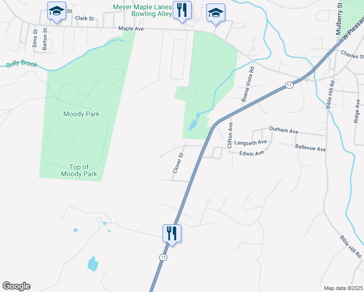 map of restaurants, bars, coffee shops, grocery stores, and more near Arch Road in Claremont