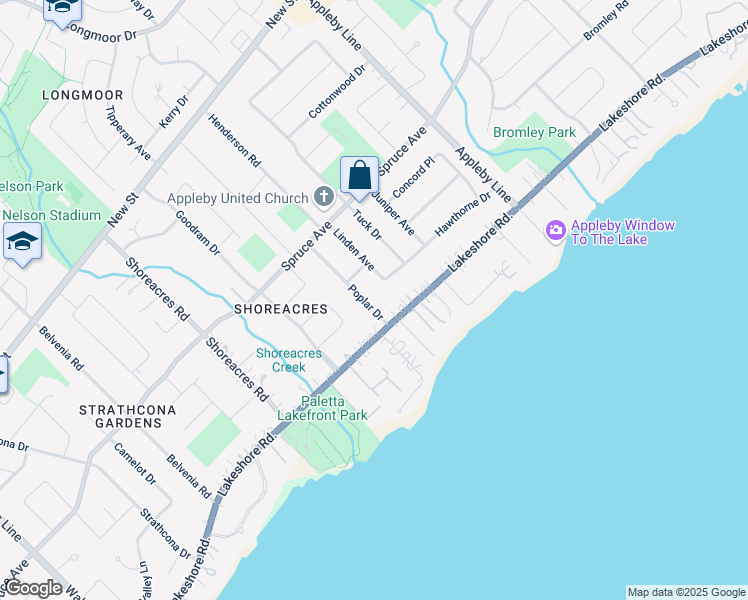 map of restaurants, bars, coffee shops, grocery stores, and more near 211 Poplar Drive in Burlington