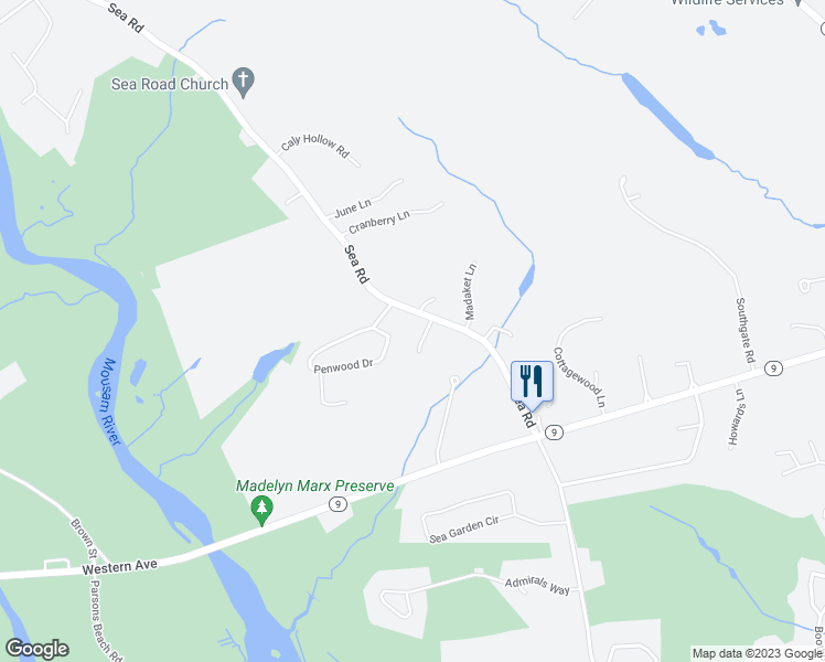 map of restaurants, bars, coffee shops, grocery stores, and more near 1 Apple Lane in Kennebunk