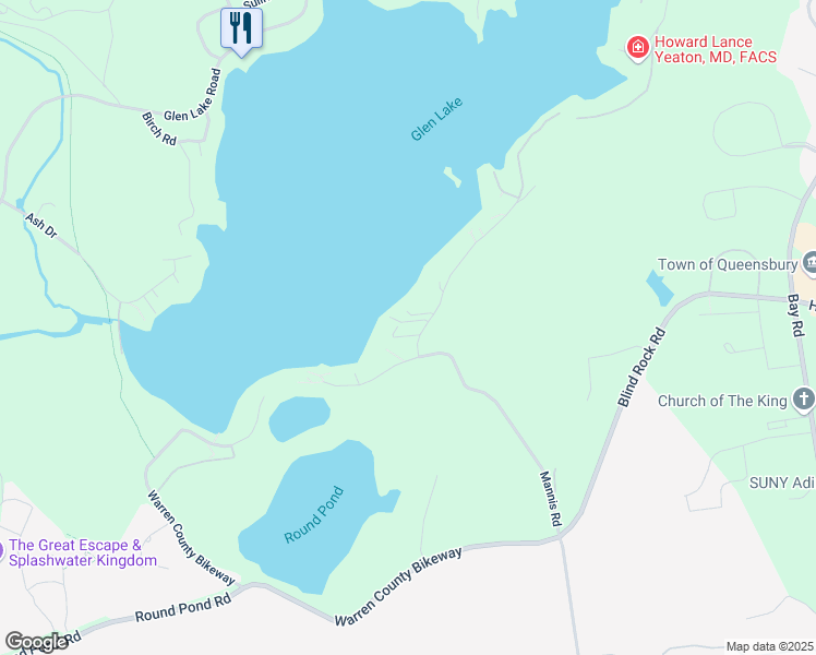 map of restaurants, bars, coffee shops, grocery stores, and more near 97 Mannis Road in Queensbury
