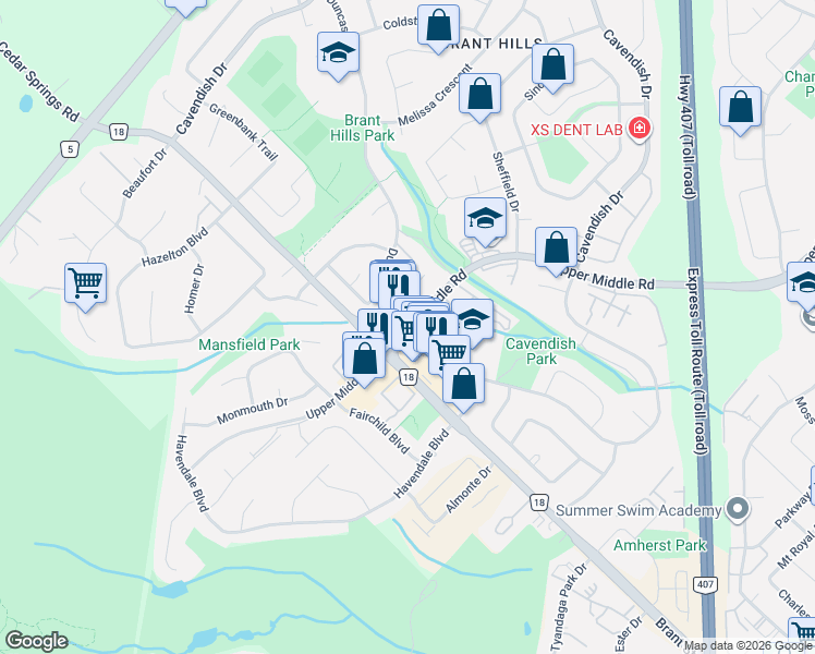 map of restaurants, bars, coffee shops, grocery stores, and more near in Burlington