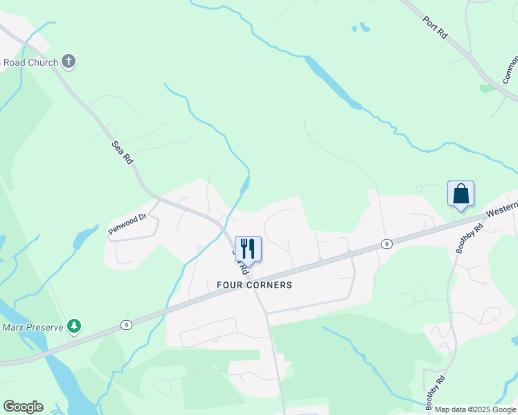 map of restaurants, bars, coffee shops, grocery stores, and more near 9 Cottagewood Lane in Kennebunk