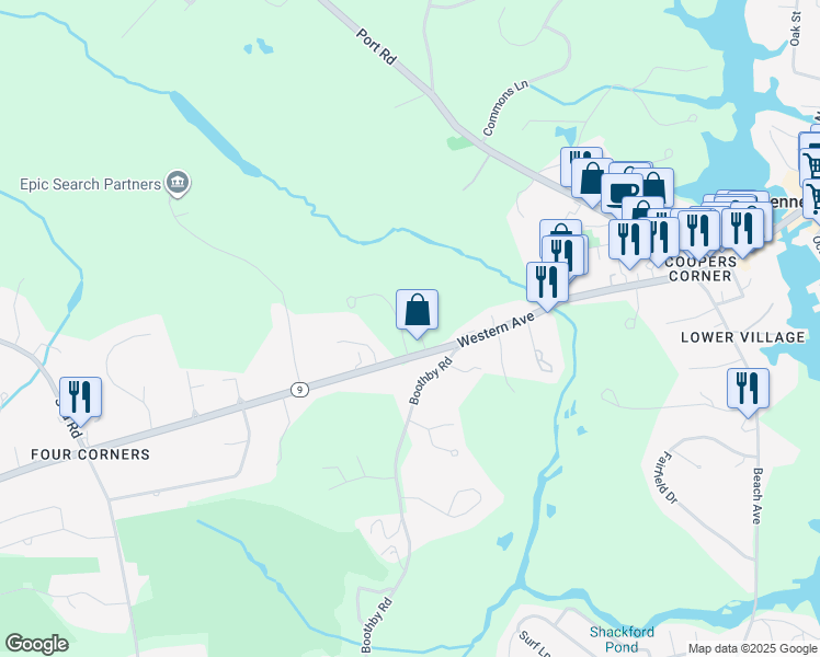 map of restaurants, bars, coffee shops, grocery stores, and more near 81 Western Avenue in Kennebunk