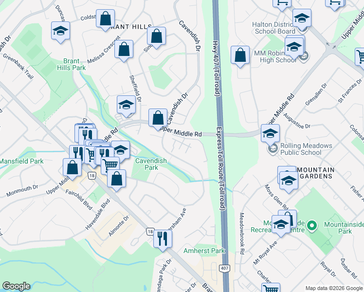 map of restaurants, bars, coffee shops, grocery stores, and more near in Burlington
