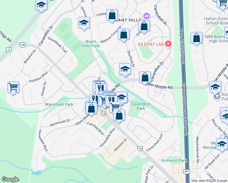 map of restaurants, bars, coffee shops, grocery stores, and more near in Burlington