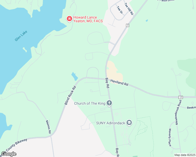 map of restaurants, bars, coffee shops, grocery stores, and more near Blind Rock Road & Hunter Brook Lane in Queensbury