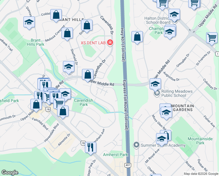 map of restaurants, bars, coffee shops, grocery stores, and more near in Burlington