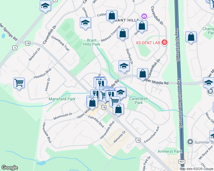 map of restaurants, bars, coffee shops, grocery stores, and more near in Burlington