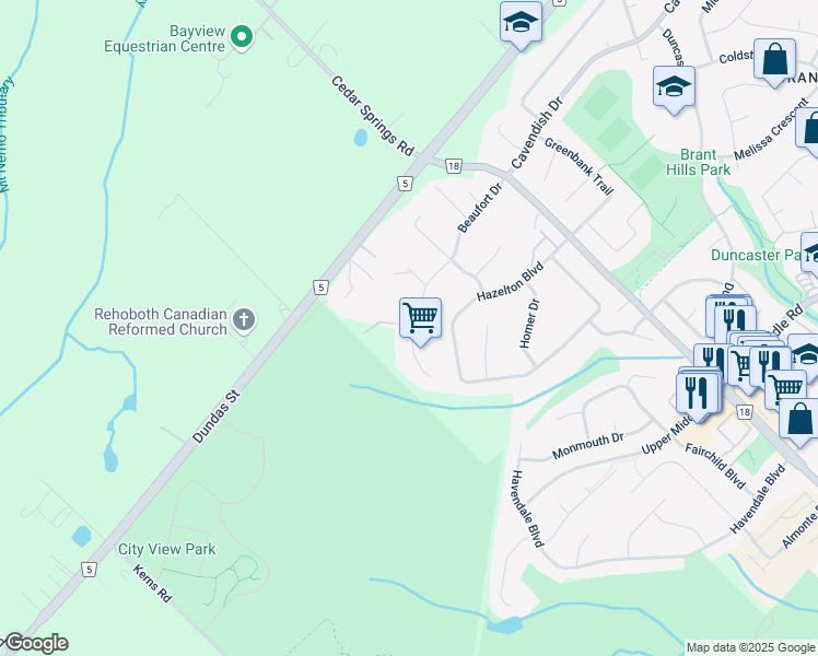 map of restaurants, bars, coffee shops, grocery stores, and more near 1309 Beaufort Drive in Burlington