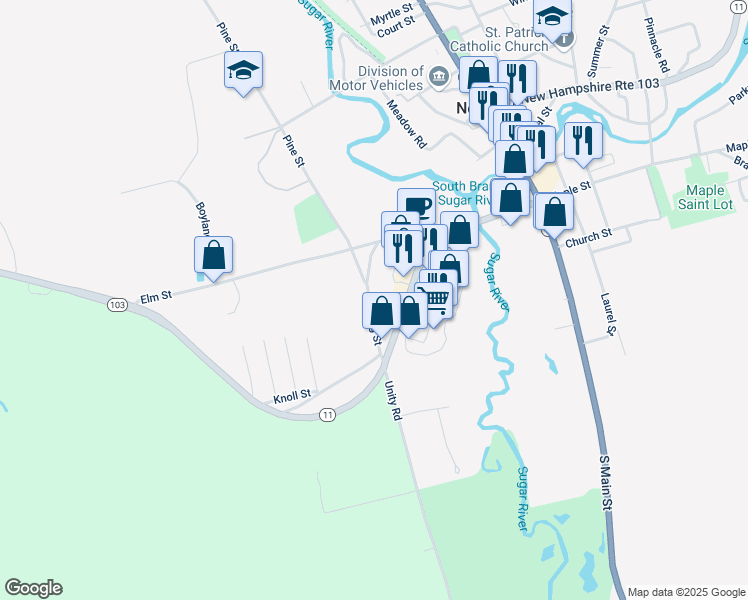 map of restaurants, bars, coffee shops, grocery stores, and more near 96 Spring Street in Newport