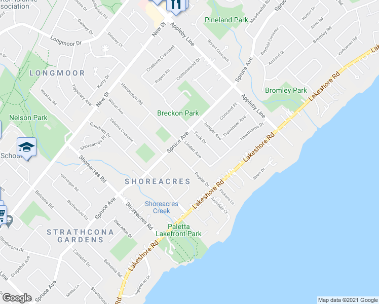 map of restaurants, bars, coffee shops, grocery stores, and more near 262 Linden Avenue in Burlington