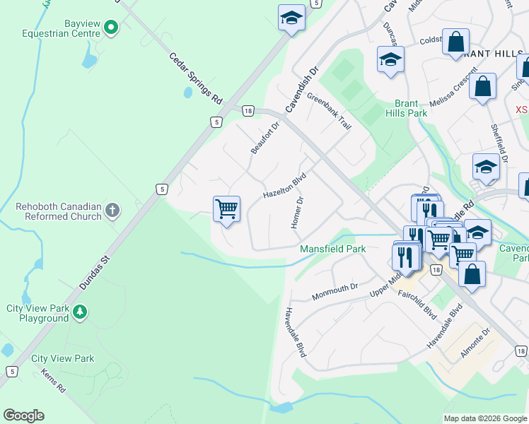 map of restaurants, bars, coffee shops, grocery stores, and more near 2312 Hoover Court in Burlington