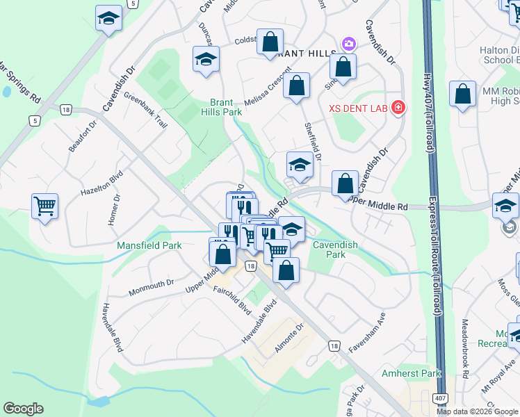 map of restaurants, bars, coffee shops, grocery stores, and more near in Burlington