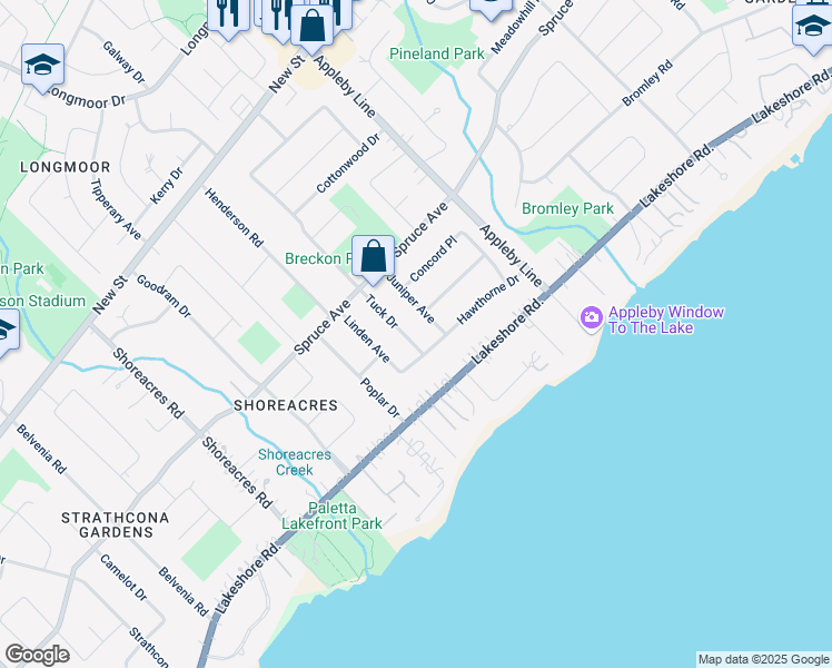 map of restaurants, bars, coffee shops, grocery stores, and more near 227 Tuck Drive in Burlington