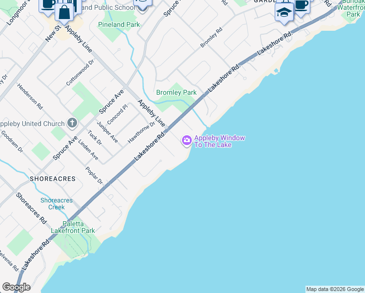 map of restaurants, bars, coffee shops, grocery stores, and more near in Burlington