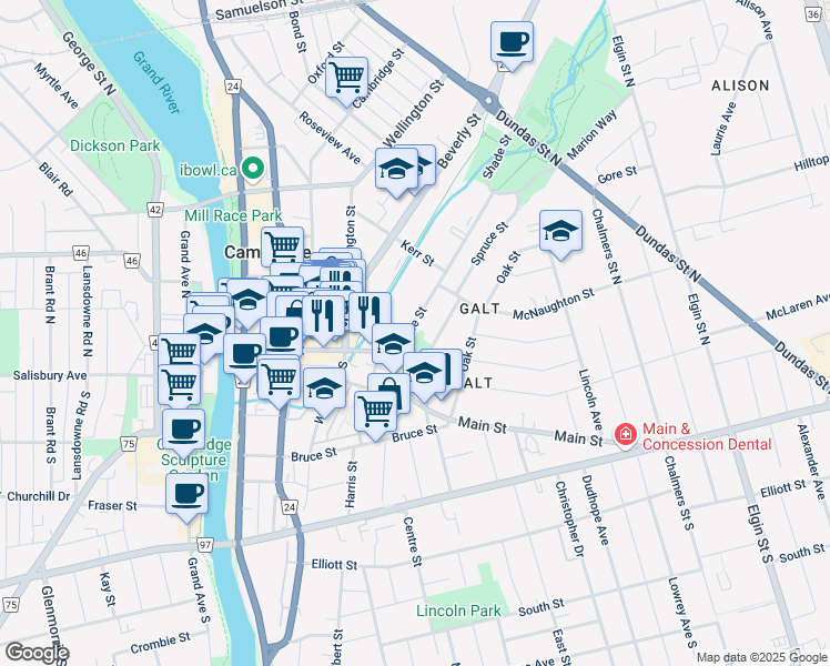 map of restaurants, bars, coffee shops, grocery stores, and more near 19 Shade Street in Cambridge