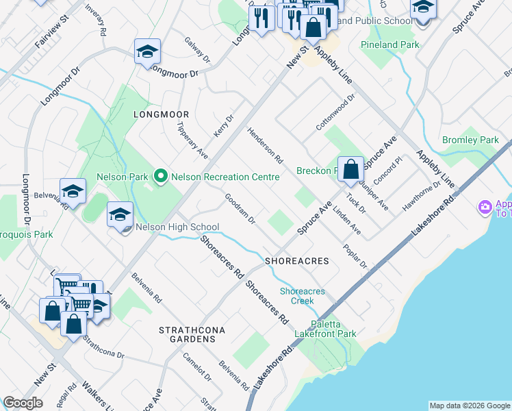map of restaurants, bars, coffee shops, grocery stores, and more near 368 Valanna Crescent in Burlington