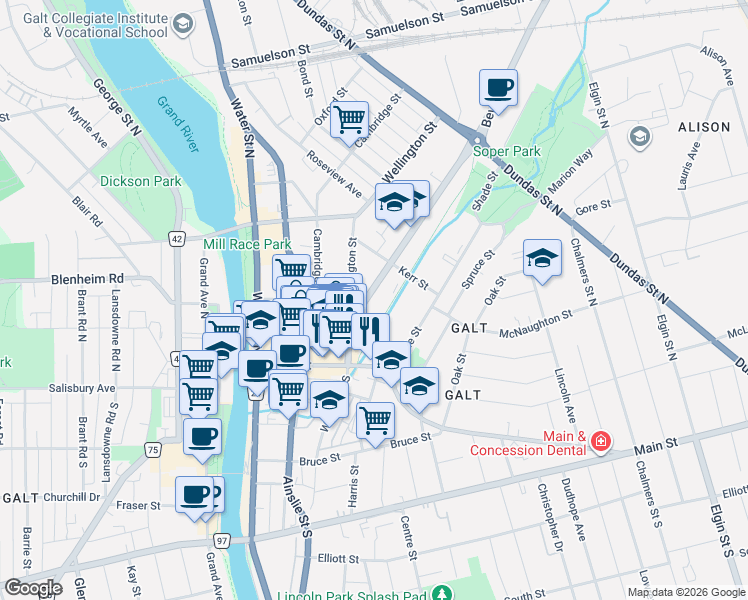 map of restaurants, bars, coffee shops, grocery stores, and more near 17 Beverly Street in Cambridge
