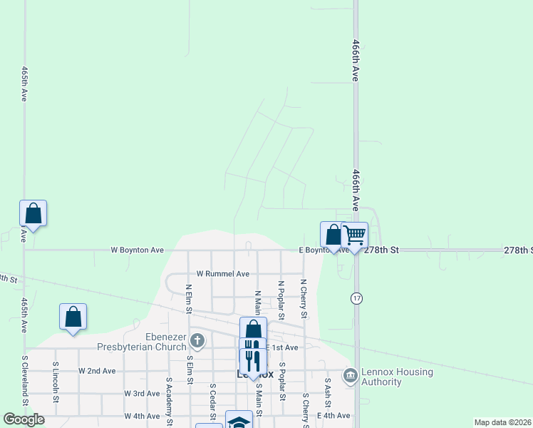 map of restaurants, bars, coffee shops, grocery stores, and more near 100 East Boynton Avenue in Lennox