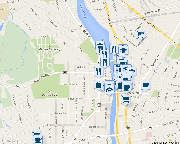 map of restaurants, bars, coffee shops, grocery stores, and more near 58 Blair Road in Cambridge