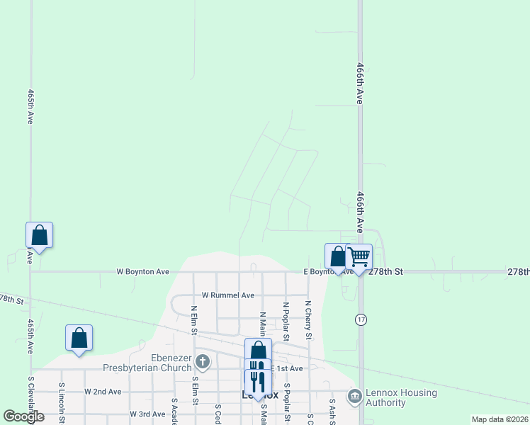 map of restaurants, bars, coffee shops, grocery stores, and more near 708 North Juniper Street in Lennox