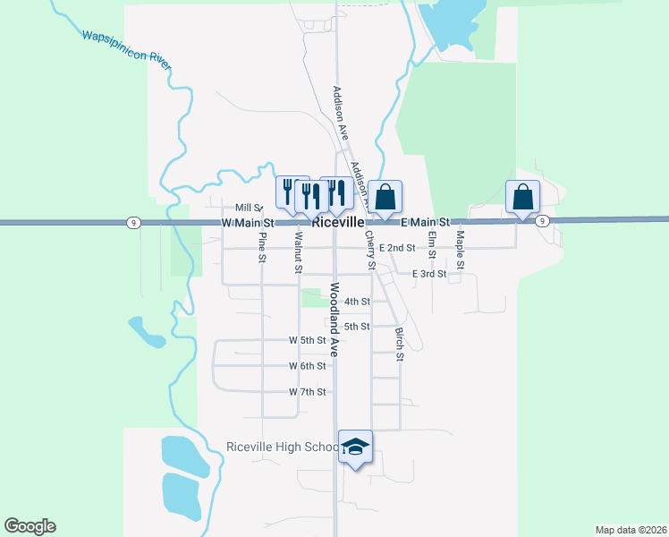 map of restaurants, bars, coffee shops, grocery stores, and more near County Highway T68 in Riceville