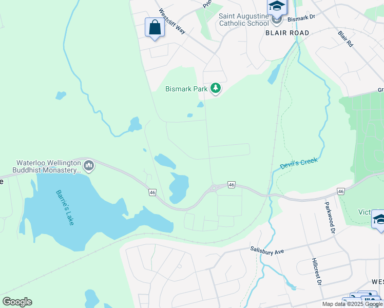 map of restaurants, bars, coffee shops, grocery stores, and more near 119 Langridge Way in Cambridge
