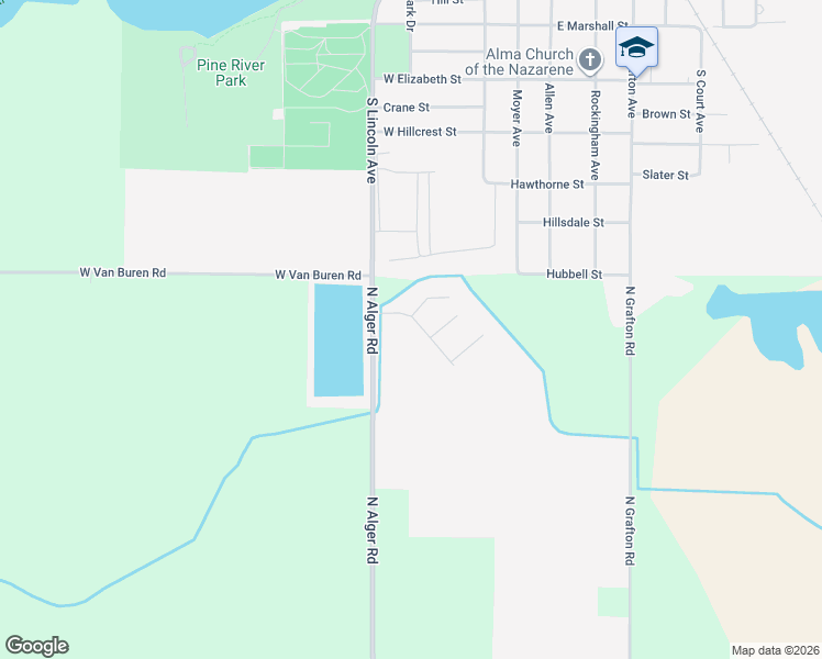 map of restaurants, bars, coffee shops, grocery stores, and more near 257 Gemstone Drive in Alma