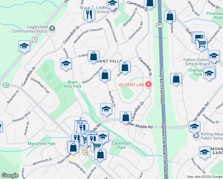 map of restaurants, bars, coffee shops, grocery stores, and more near in Burlington