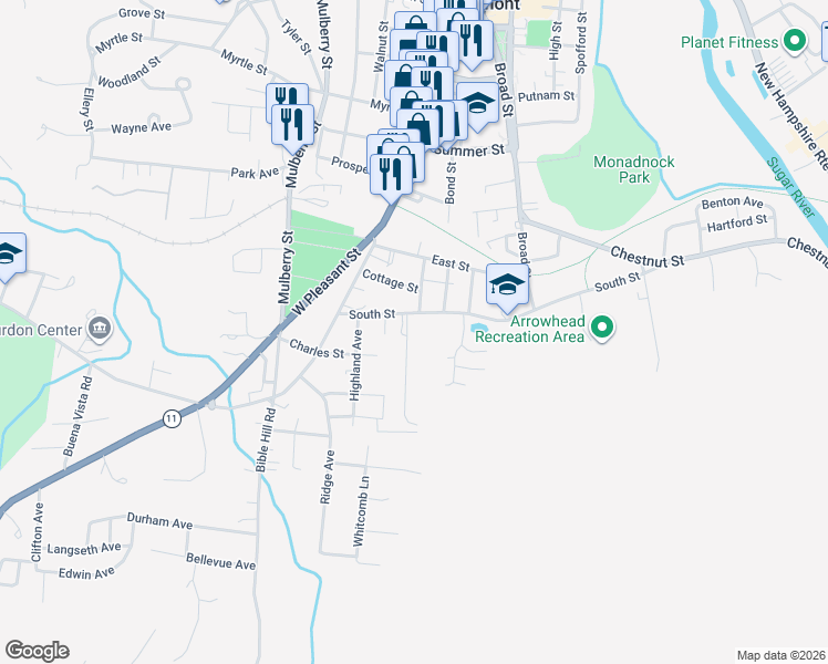 map of restaurants, bars, coffee shops, grocery stores, and more near 3 Claremont NelMar Heights in Claremont