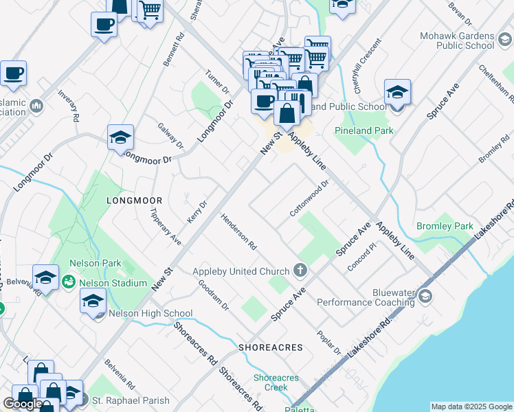 map of restaurants, bars, coffee shops, grocery stores, and more near 403 Tuck Drive in Burlington