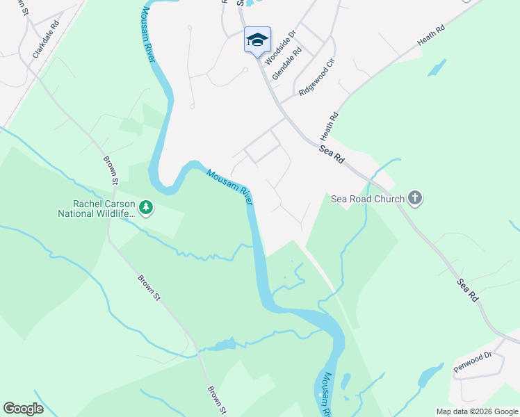 map of restaurants, bars, coffee shops, grocery stores, and more near 1 Friendly Pines Lane in Kennebunk