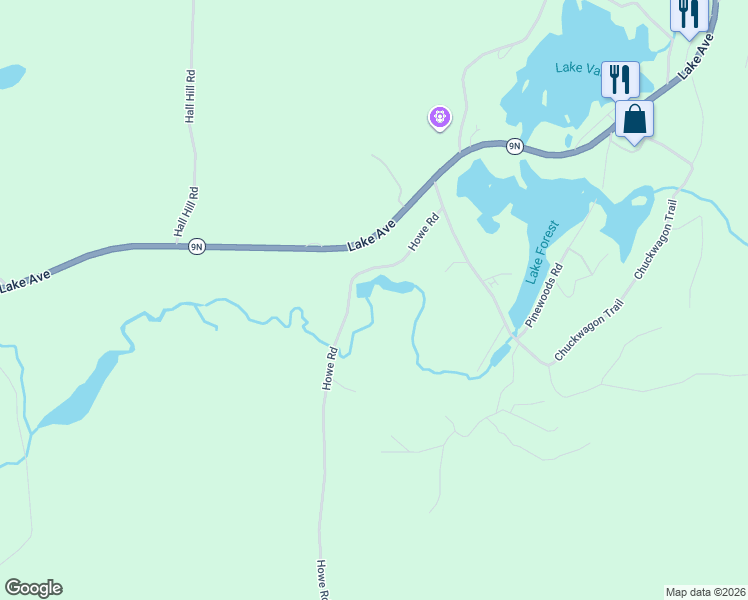 map of restaurants, bars, coffee shops, grocery stores, and more near 746 Howe Road in Lake Luzerne